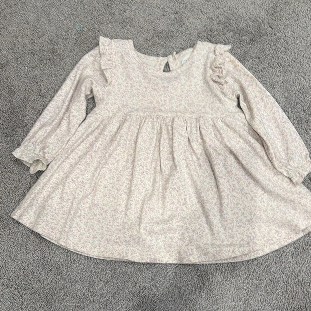 Girls' Long Sleeve Floral Dress - Light Pink